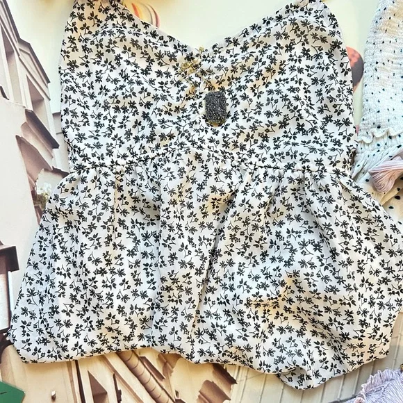 Japna Black and White Floral Camisole Set - Picture 3 of 5